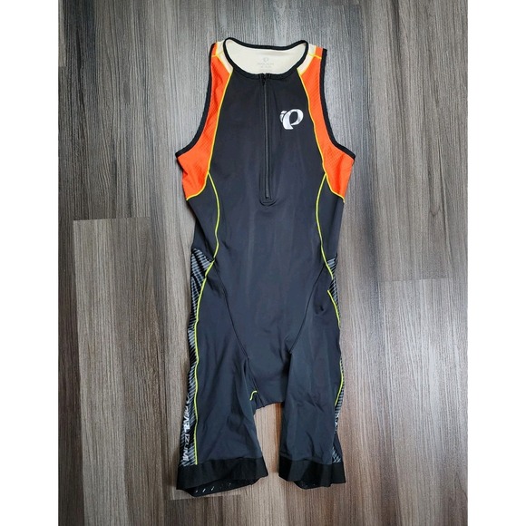 Pearl Izumi Elite Triathlon Suit Men's L One Piece Race Tri Suit Black Orange - Picture 1 of 10